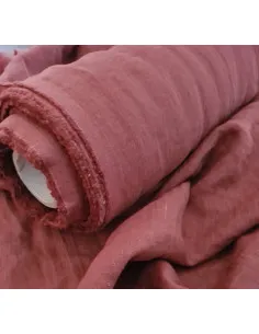 Tkanina lniana w kolorze bordowym (szerokość 200 cm)