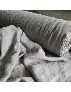 Tkanina lniana w kolorze szarym (szerokość 205 cm)