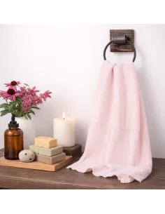Ręcznik lniany różowy 70 x 130 cm