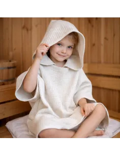 Ponczo z kapturem, len 70 x 80 cm