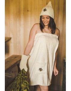 Set do sauny dámsky Krémový 100 % bavlna