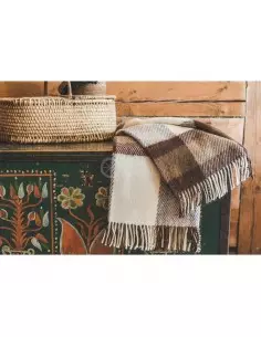 Vlnená deka hnedá kocka 130*210 cm