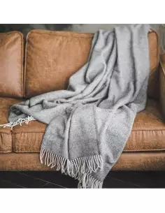 Koc wełniany szary, gładki 140 x 240 cm, 100% wełna