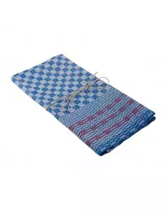 Lniany ręcznik bawełniany niebieski z czerwonym paskiem,...