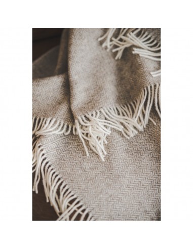 Vlněná deka, béžová se stromečkovým vzorem, 140 x 200 cm, 100% vlna
