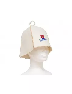 Czapka do sauny 100% wełny, biała z haftem Słowacja