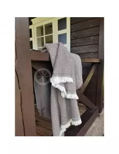 Koc bawełniany ciemnobrązowy (wzór drzewa) 210 x 240 cm 2