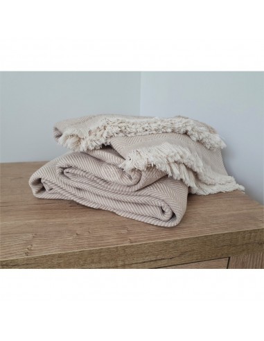 Bavlnená deka krémová  (stromčekový vzor) 210 x 240 cm