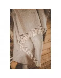 Koc wełniany brązowy z frędzlami 130 x 210 cm 2