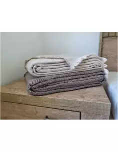 Koc bawełniany ciemnobrązowy (wzór drzewa) 140 x 190 cm