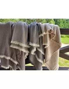 Koc bawełniany ciemnobrązowy (wzór drzewa) 140 x 190 cm 2