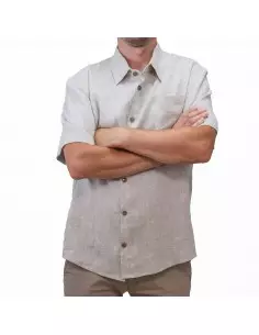 Lniana koszula z krótkim rękawem, naturalna