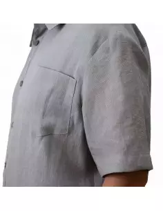 Lniana koszula z krótkim rękawem, szara 2