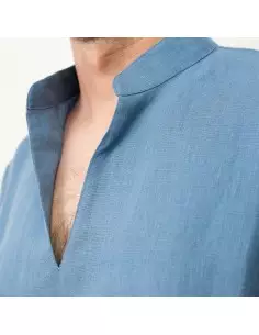 Męska koszula lniana, niebieska 2