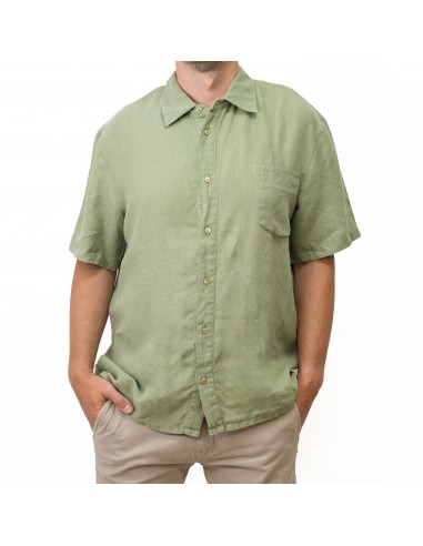 Ľanová košeľa s krátkym rukávom, zelená