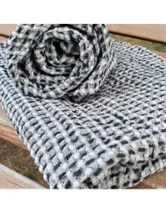 Lniany bawełniany ręcznik kąpielowy, czarny 70 x 140 cm 2