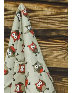 Lniany bawełniany ręcznik kuchenny Sowa