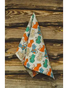 Lniany bawełniany ręcznik kuchenny Cat