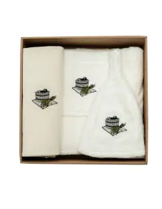 Zestaw upominkowy do sauny dla mężczyzn, kremowy