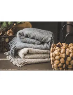 Koc wełniany ciemnoszary, 140 x 240 cm, 100% wełna