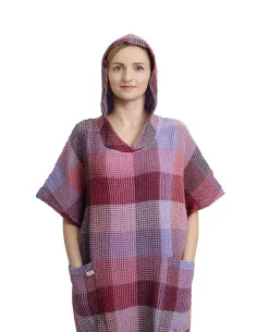 Fioletowo-różowe lniane bawełniane poncho, S