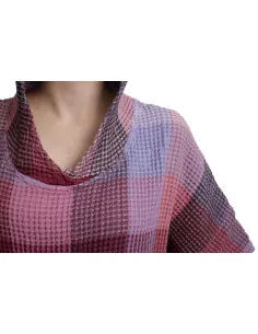 Fioletowo-różowe lniane bawełniane poncho, S 2