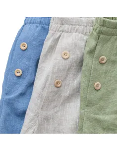 Lniane szorty męskie, zielone 2