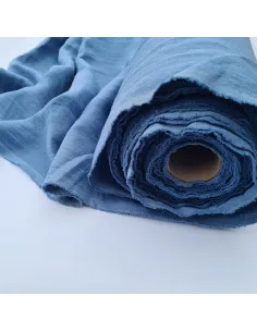 Niebieska tkanina lniana (szerokość 200 cm)