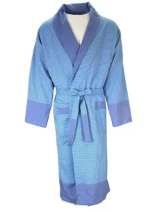 Bawełniany szlafrok Hamam, niebieski