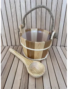 Wiadro i chochla do sauny z plastikową wkładką 5 l