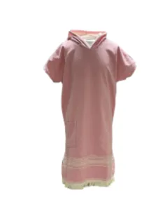 Cotton poncho with hood, pink
