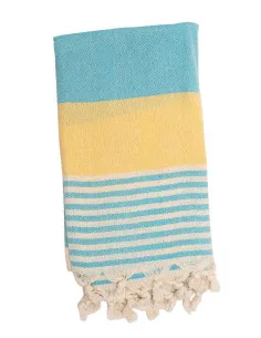 Ręcznik kąpielowy Hammam 100 x 180 cm, żółto-niebieski