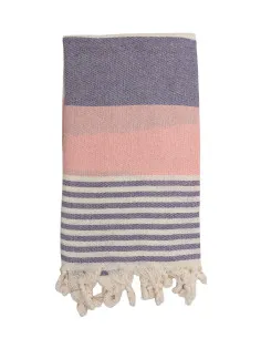 Hammam bath towel 100 x 180 cm, purple and salmon
