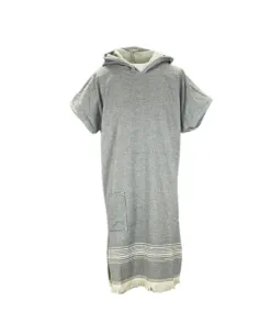 Bawełniane poncho z kapturem, jasnoniebieskie