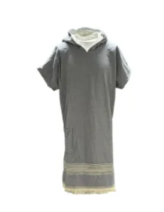 Bawełniane poncho z kapturem, antracyt